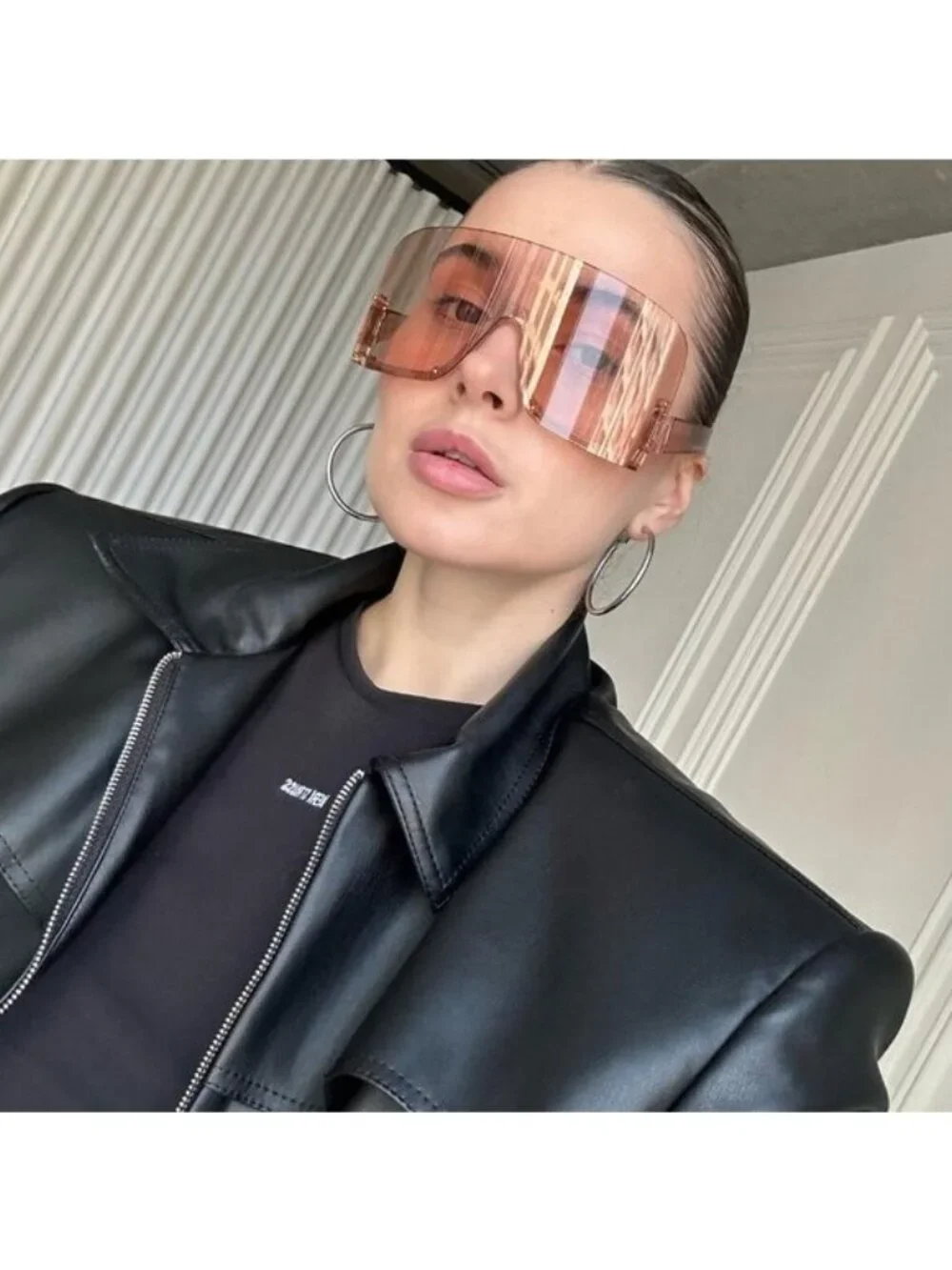 Gucci GG1631S 010 Shield Sunglasses - Nude\Pink